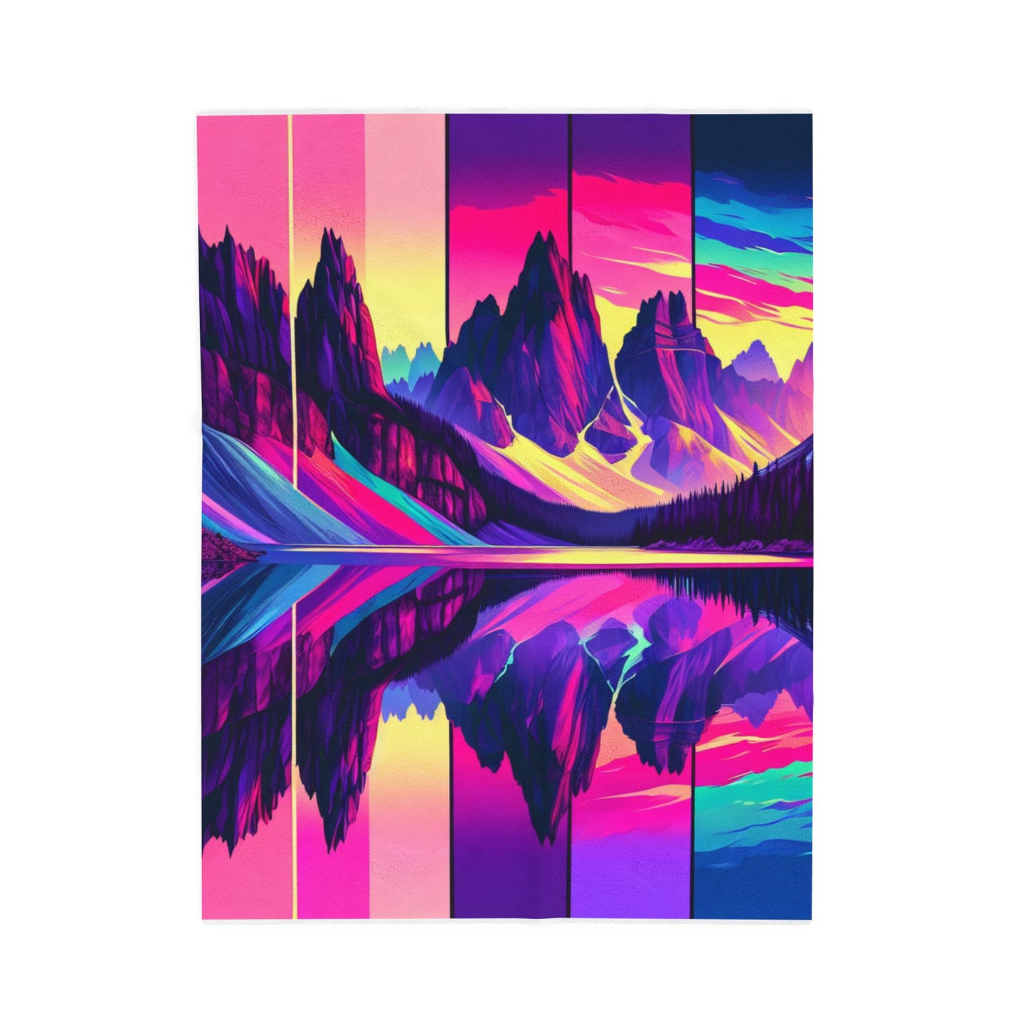 Mountain Panorama in Splendid Shades - Plush Blanket