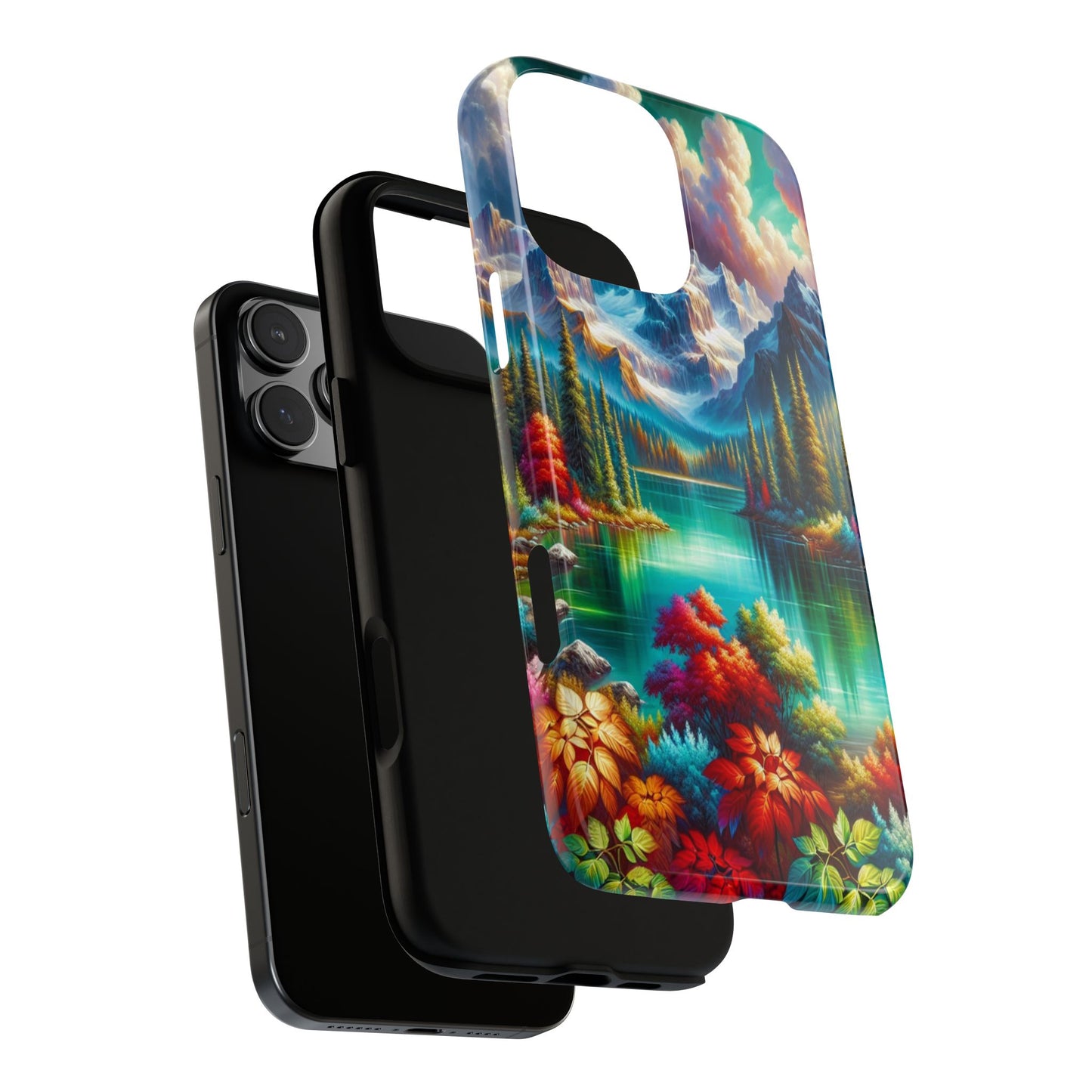 Colorful Mountain Lake Scene - Phone Case
