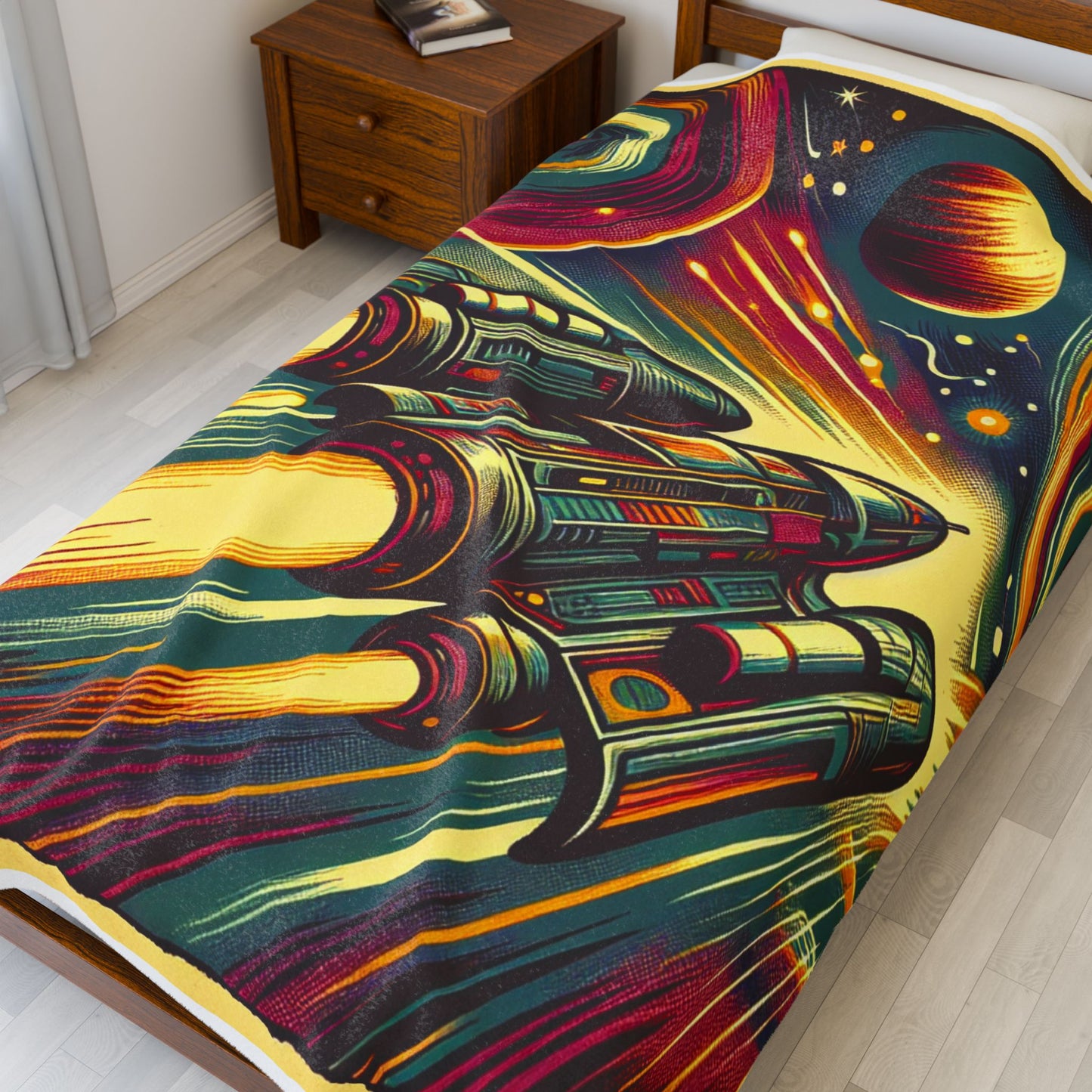 Rocket Odyssey Through the Cosmos - Plush Blanket