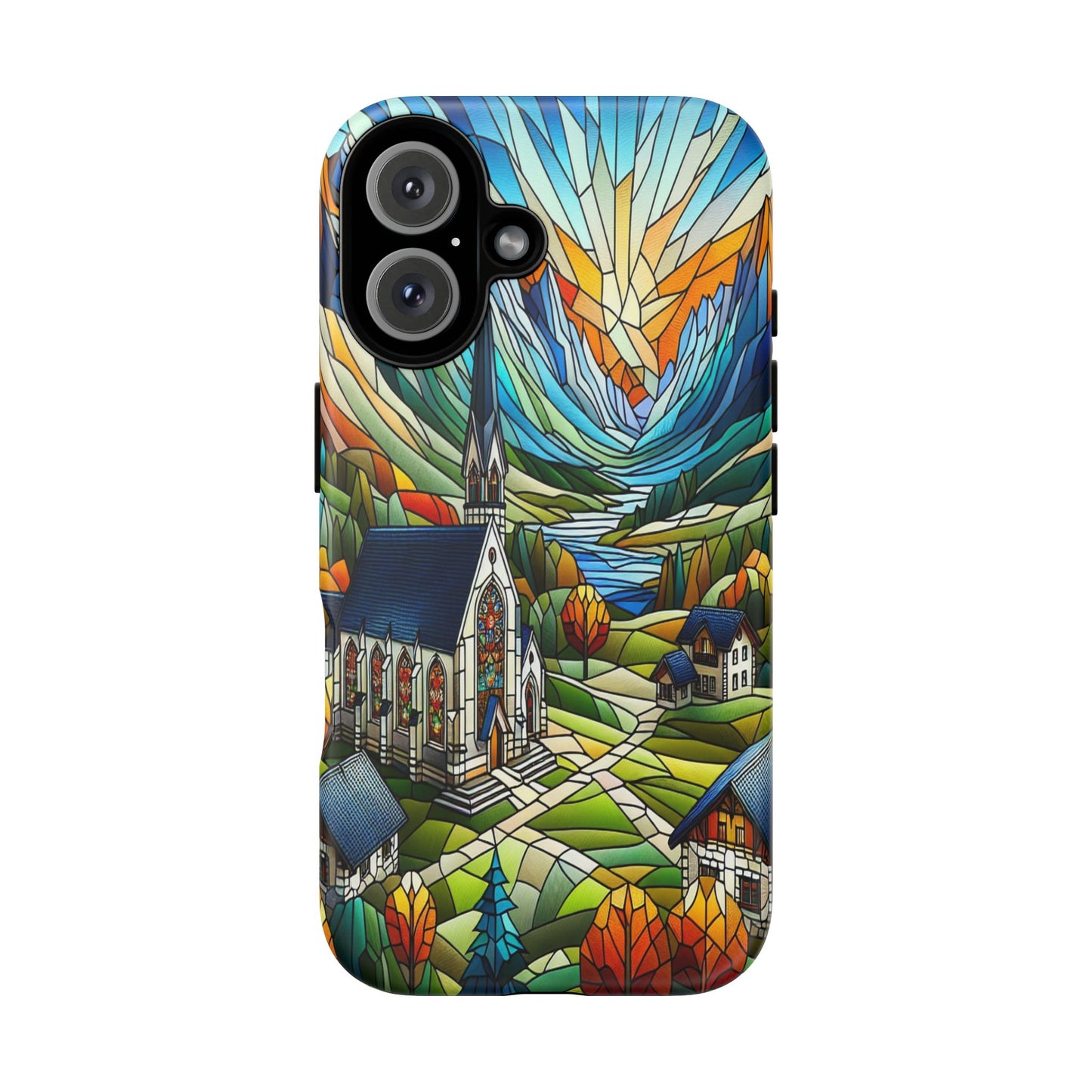 Stained Glass Countryside Scene - Phone Case