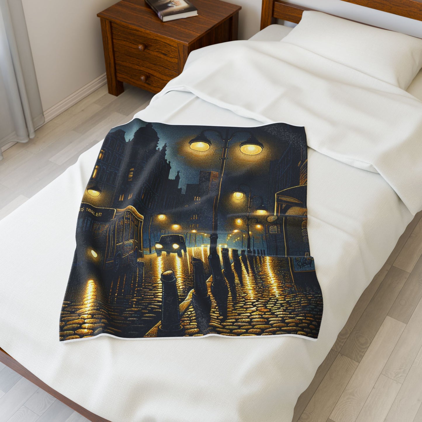 Illuminated Streetscape - Plush Blanket