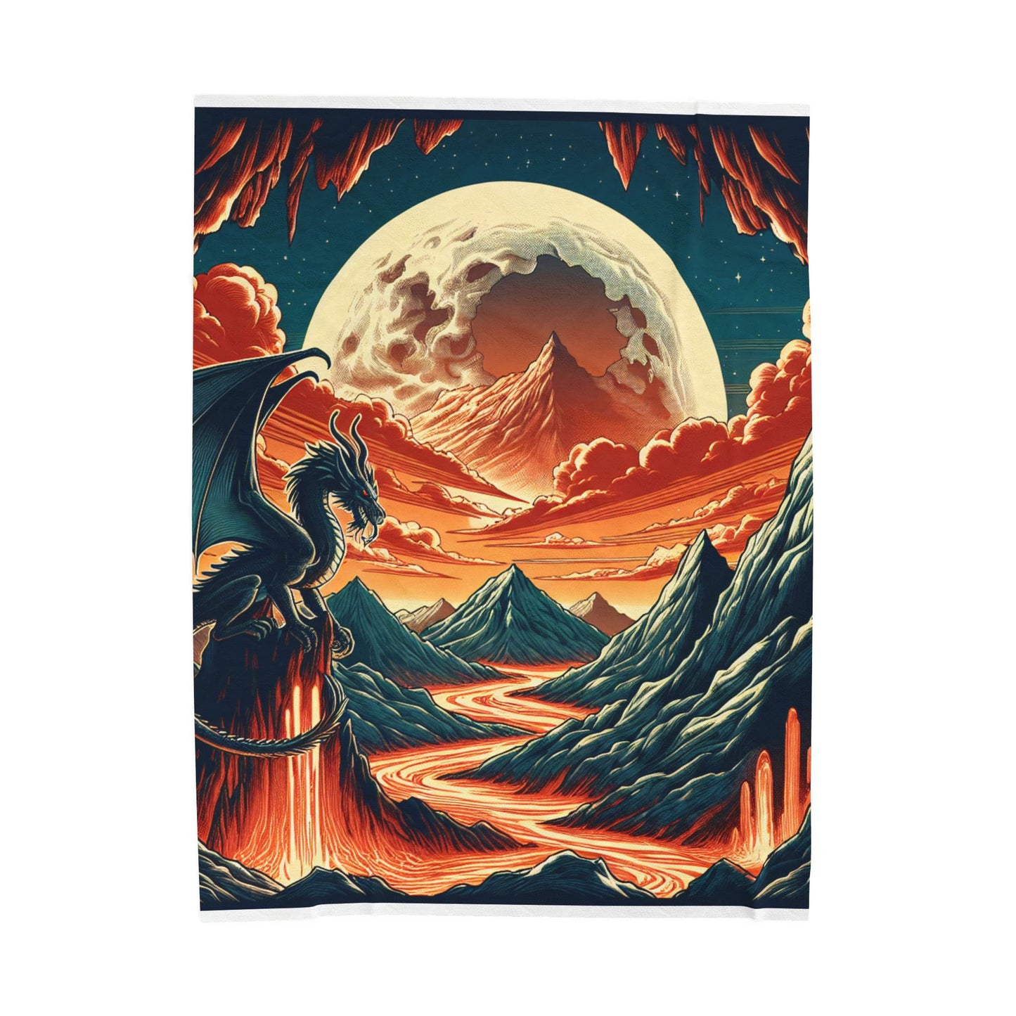Dragon's Realm at Moonrise - Plush Blanket