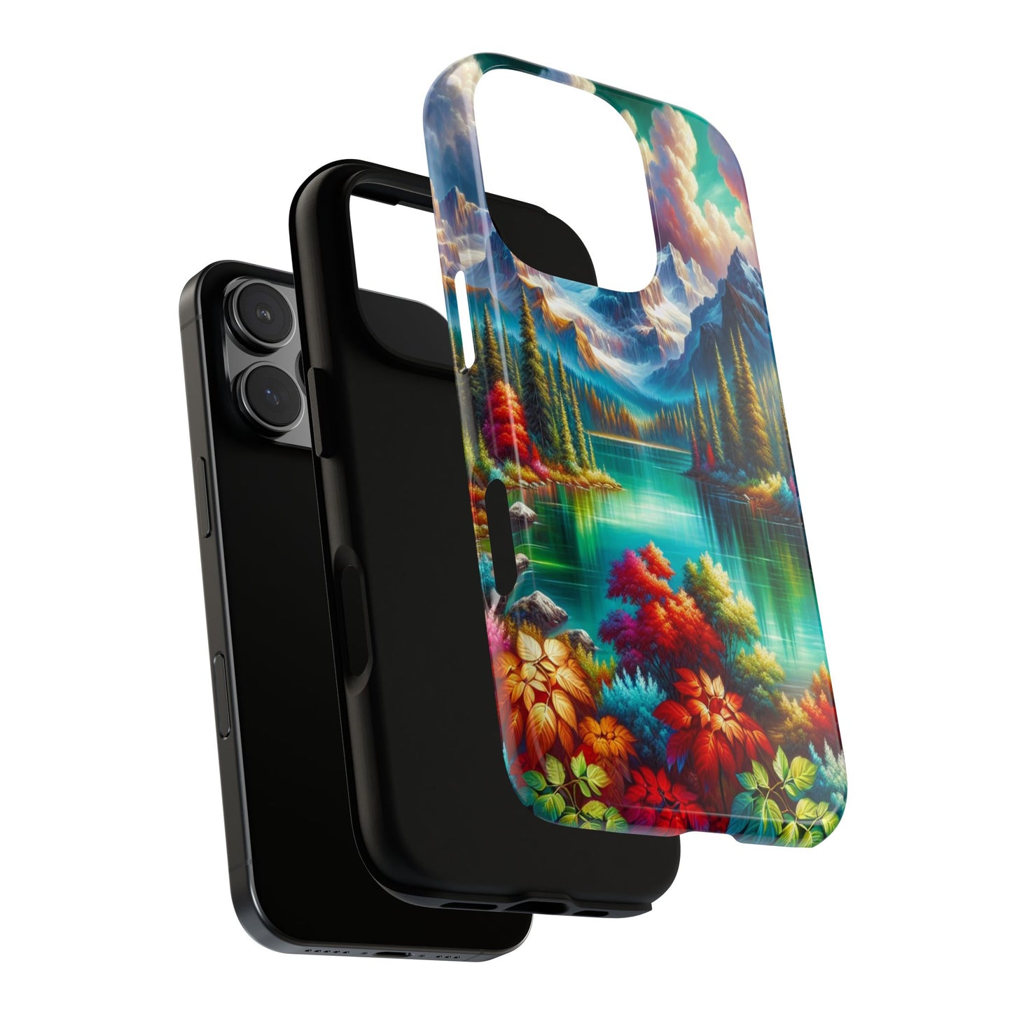 Colorful Mountain Lake Scene - Phone Case