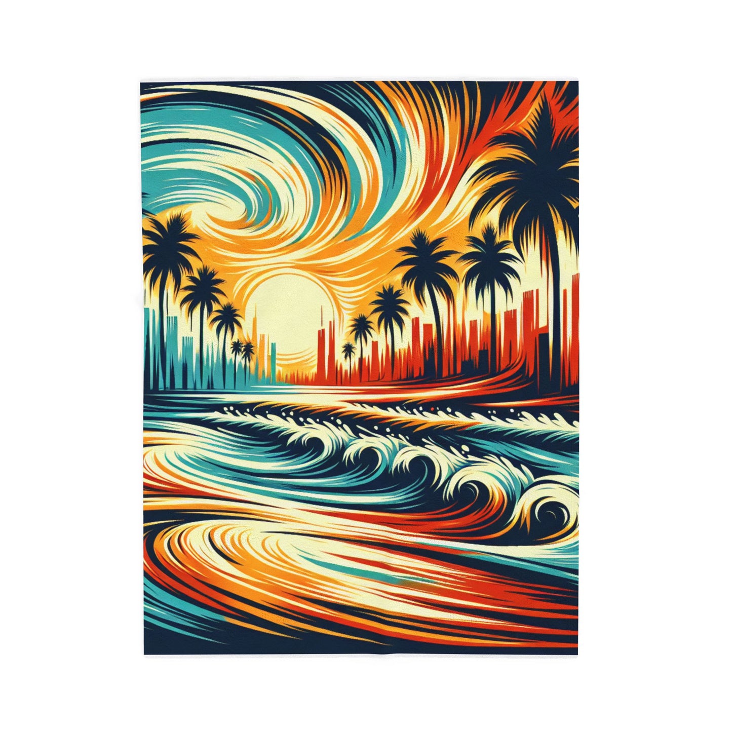 Palm Wave Illusion - Plush Blanket