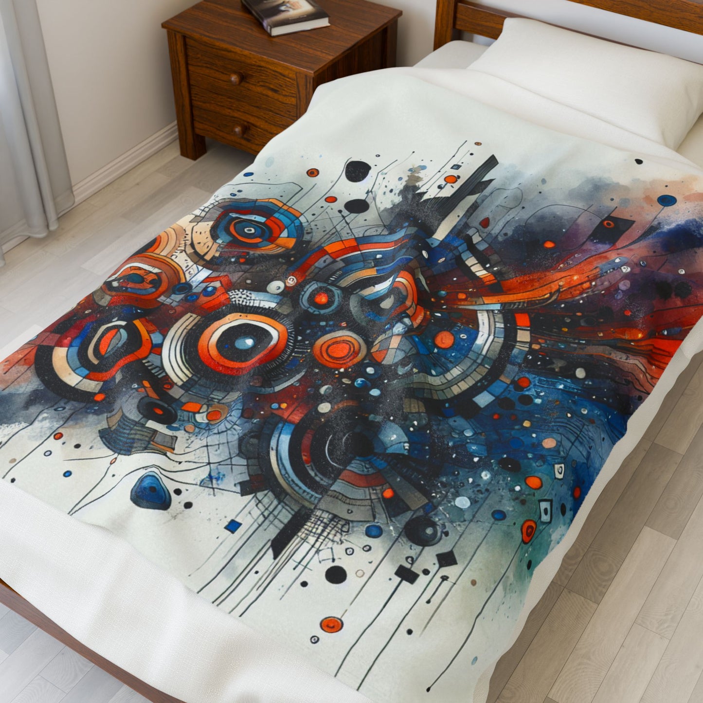 Circular Nexus in Motion - Plush Blanket