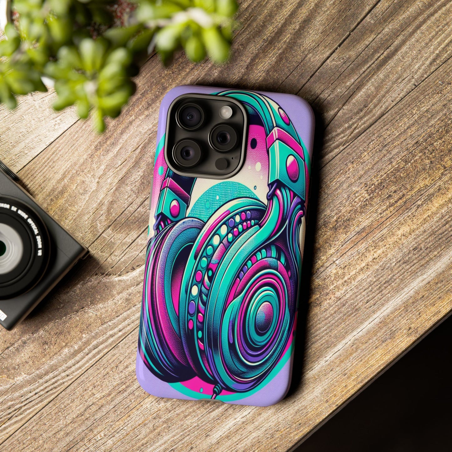 Custom ProtectiveHeadphone Vibes in Electric ColorsIphone Case Compatible With Iphone 16 15 14 - Phone Cover