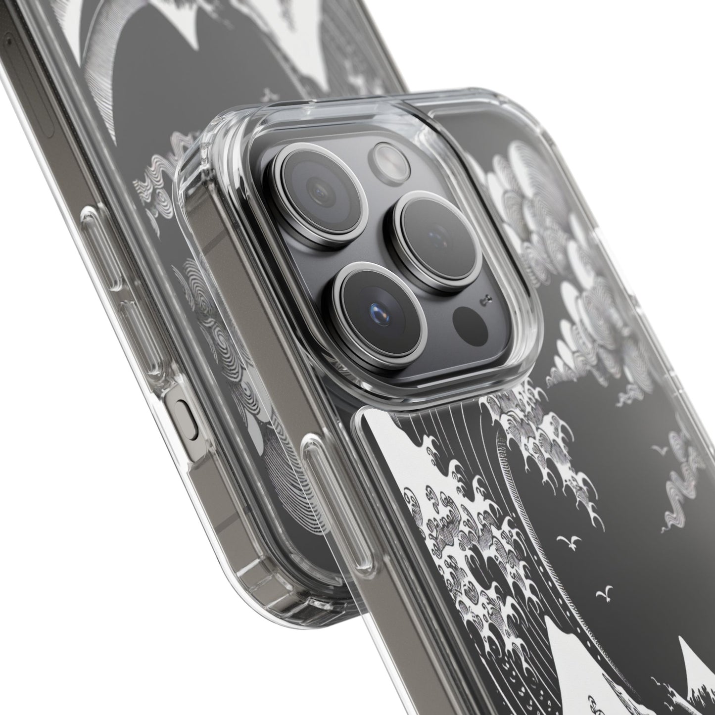 Transparent Waves and Mountains Iphone Case Compatible With Iphone 16 15 14 - Clear Phone Cover