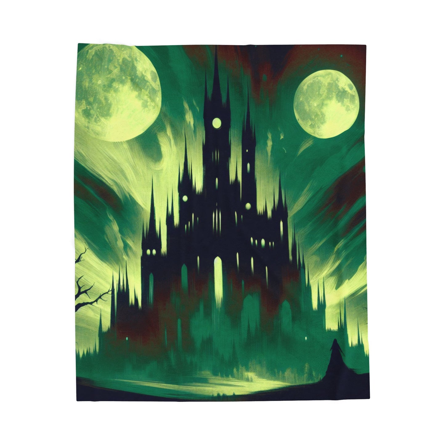 Moonlit Castle Shadows - Plush Blanket