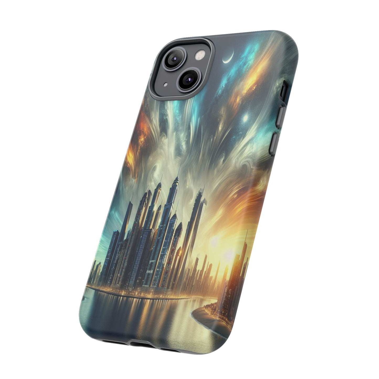 Cityscape under Celestial Tapestry - Phone Case