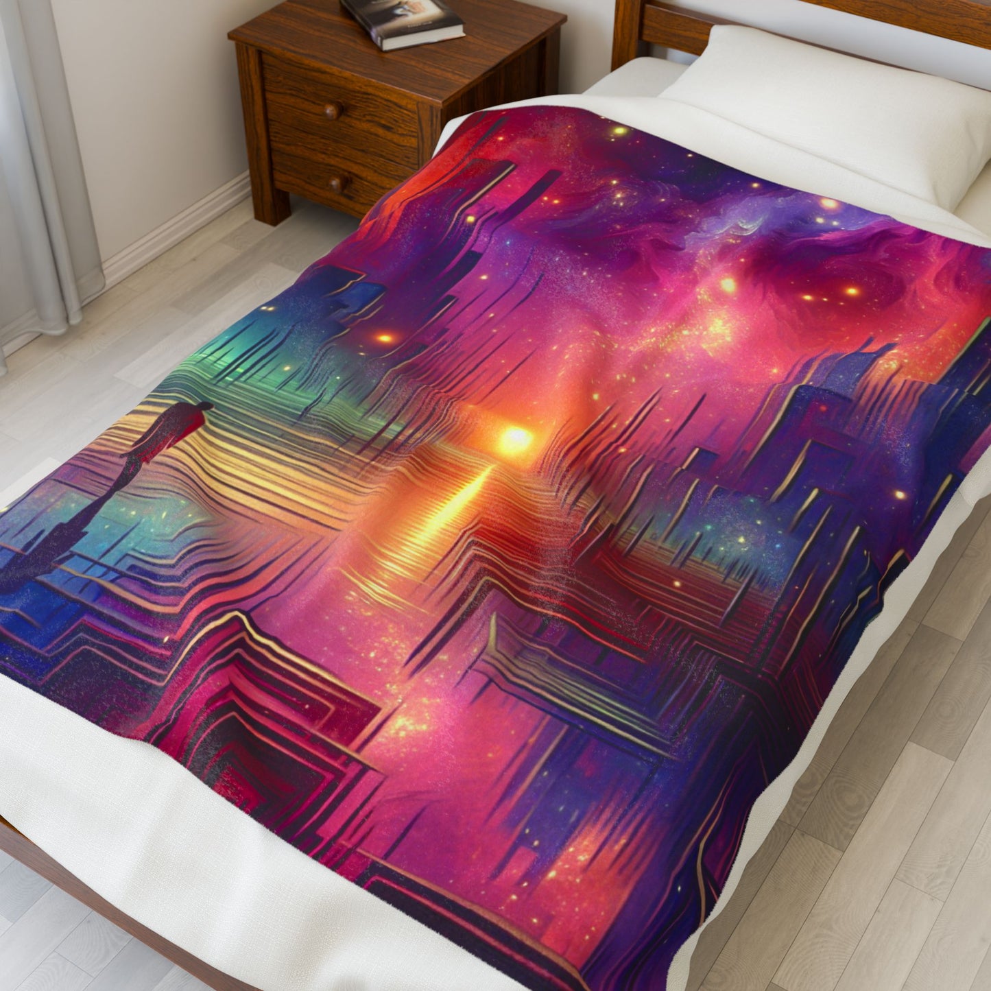 Walking Through a Dreamy Metropolis - Plush Blanket