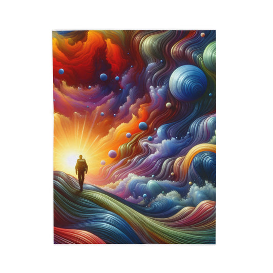 Journey Through a Vortex of Wonders - Plush Blanket
