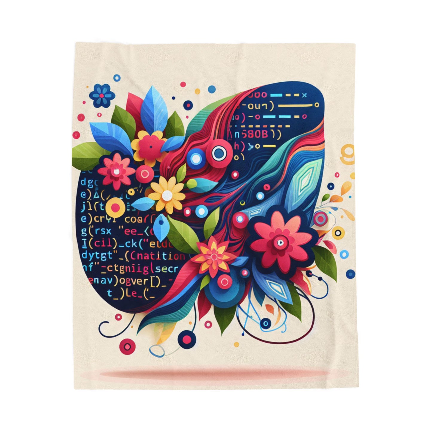 Digital Flora Fusion - Plush Blanket