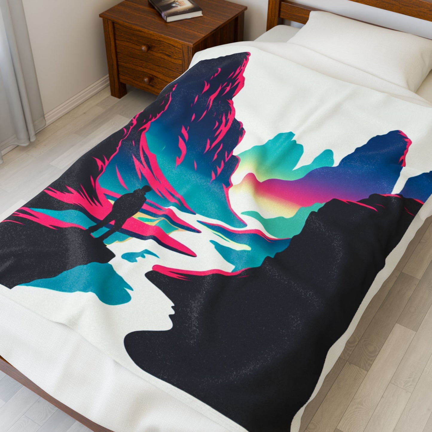 Silent Wanderer Among Peaks - Plush Blanket