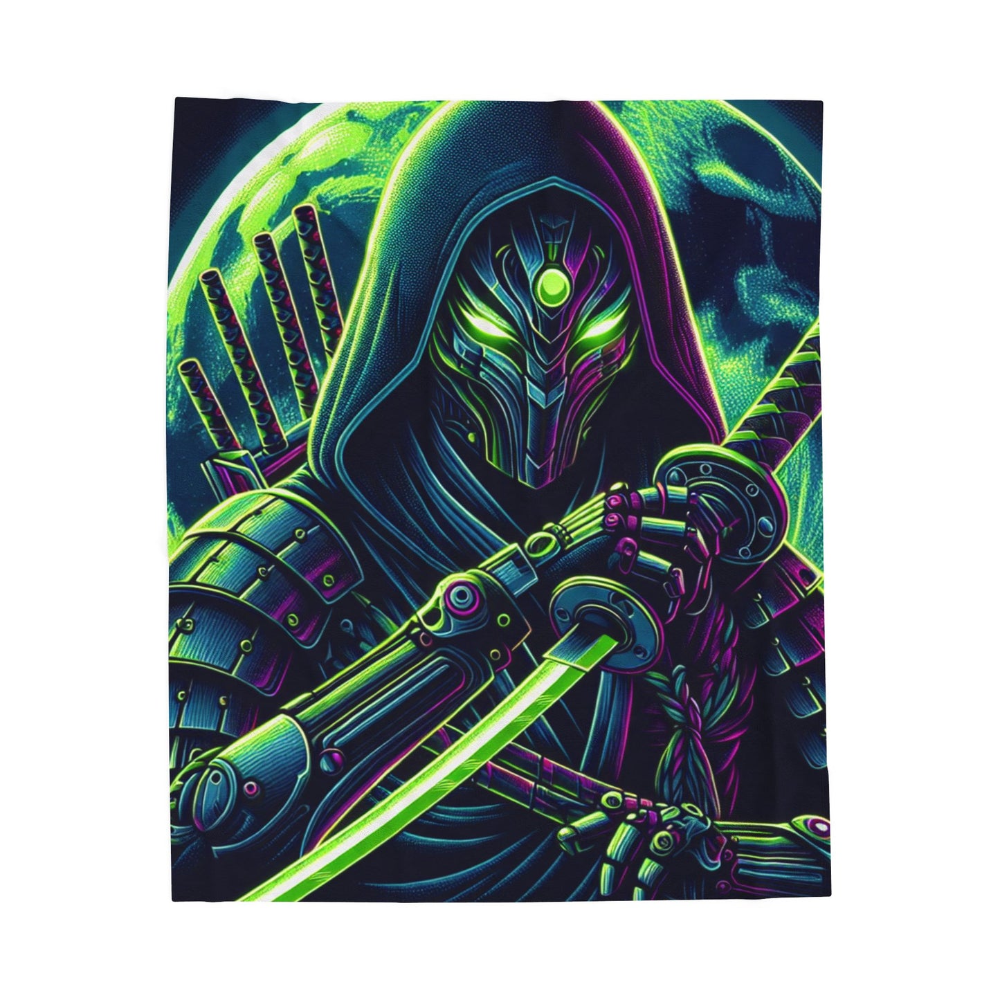 Neon Ninja Guardian - Plush Blanket