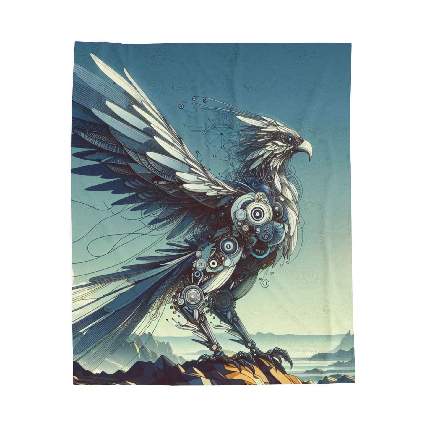 Mechanical Phoenix at Dawn - Plush Blanket