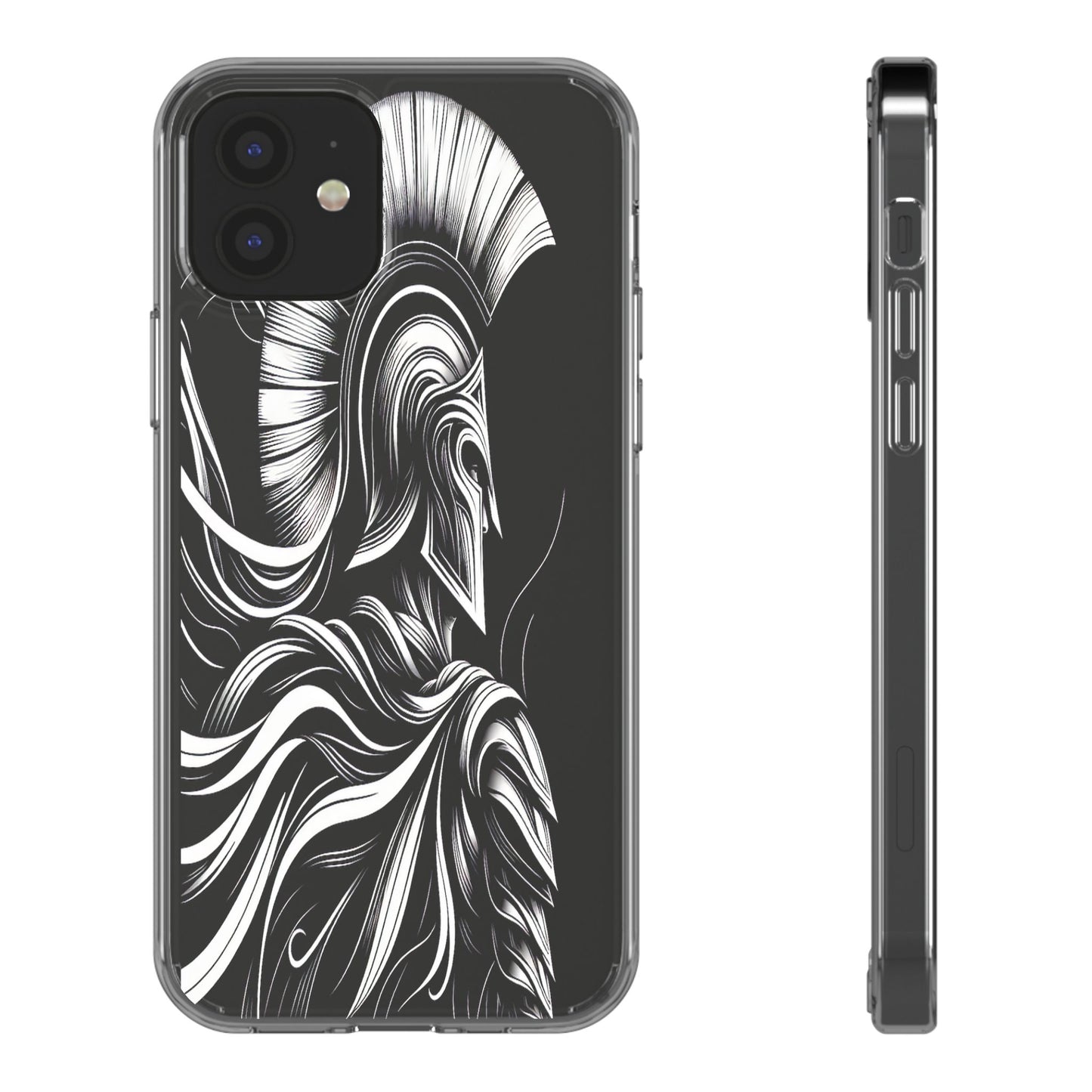 Transparent Helmeted Sentinel in Monochrome Motion Iphone Case Compatible With Iphone 16 15 14 - Clear Phone Cover