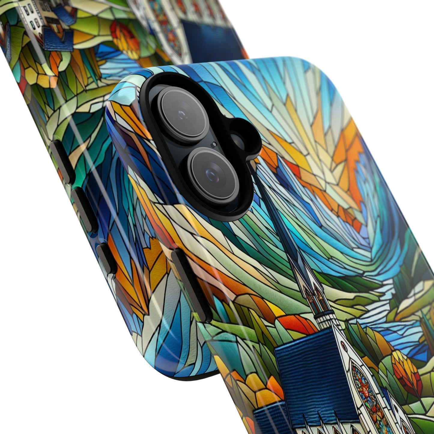 Stained Glass Countryside Scene - Phone Case