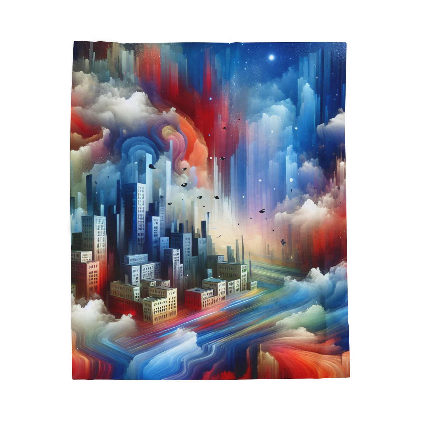 Dreamlike Metropolis Vista - Plush Blanket