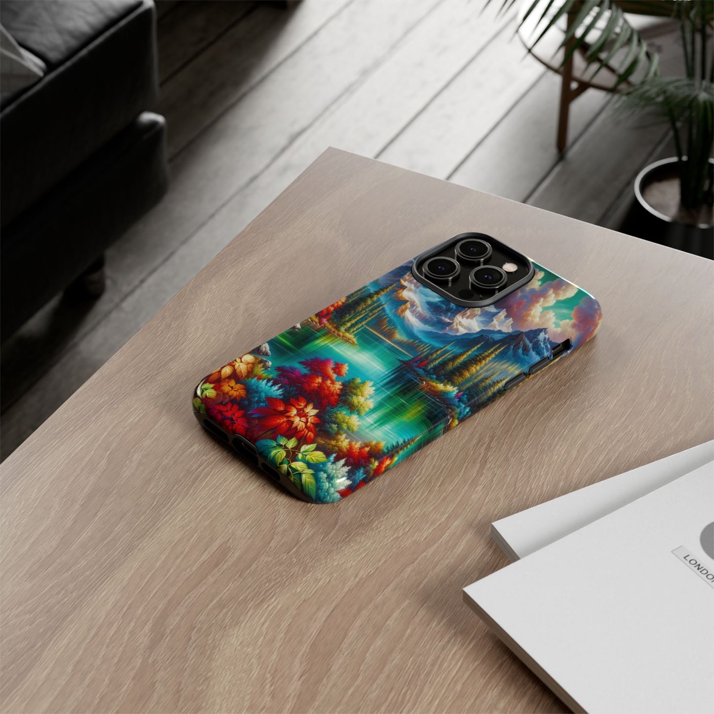 Colorful Mountain Lake Scene - Phone Case