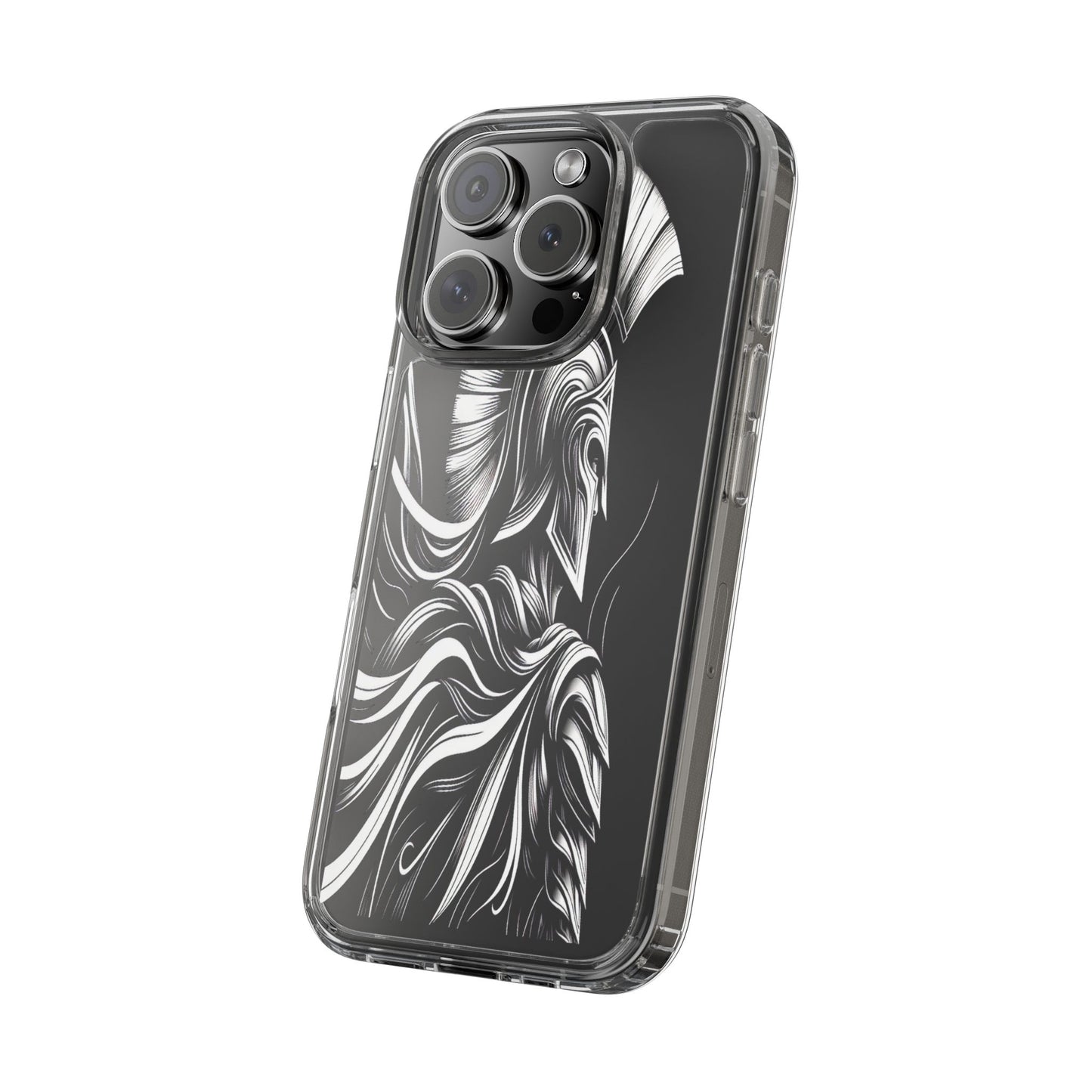 Transparent Helmeted Sentinel in Monochrome Motion Iphone Case Compatible With Iphone 16 15 14 - Clear Phone Cover