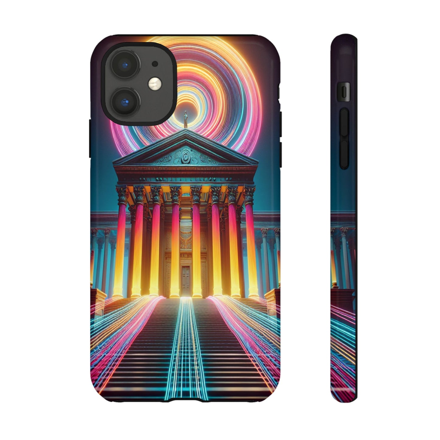 Illuminated Landmark with Colorful Trails - Phone Case