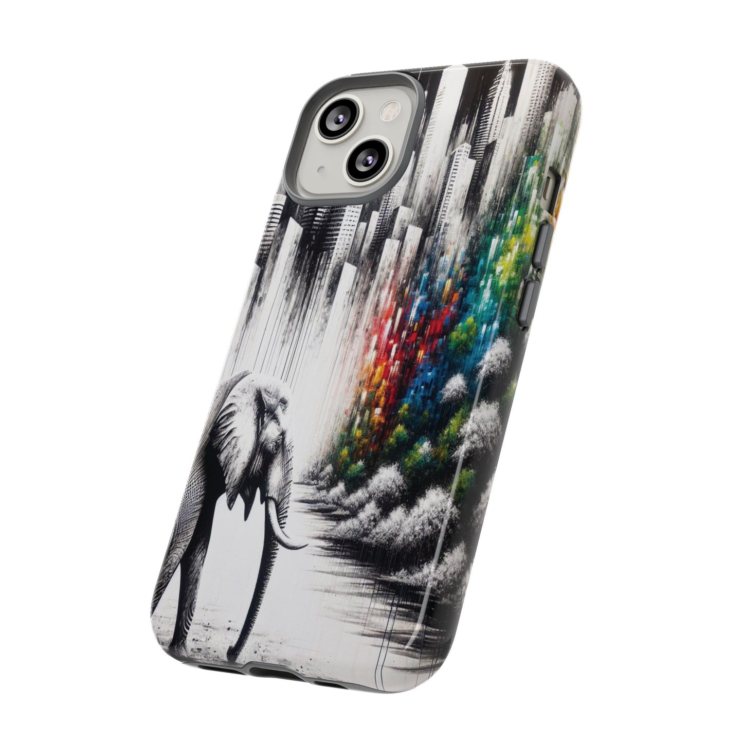 Protective Elephant's Journey Through the Cityscape Iphone Case Compatible With Iphone 16 15 14 - Phone Cover