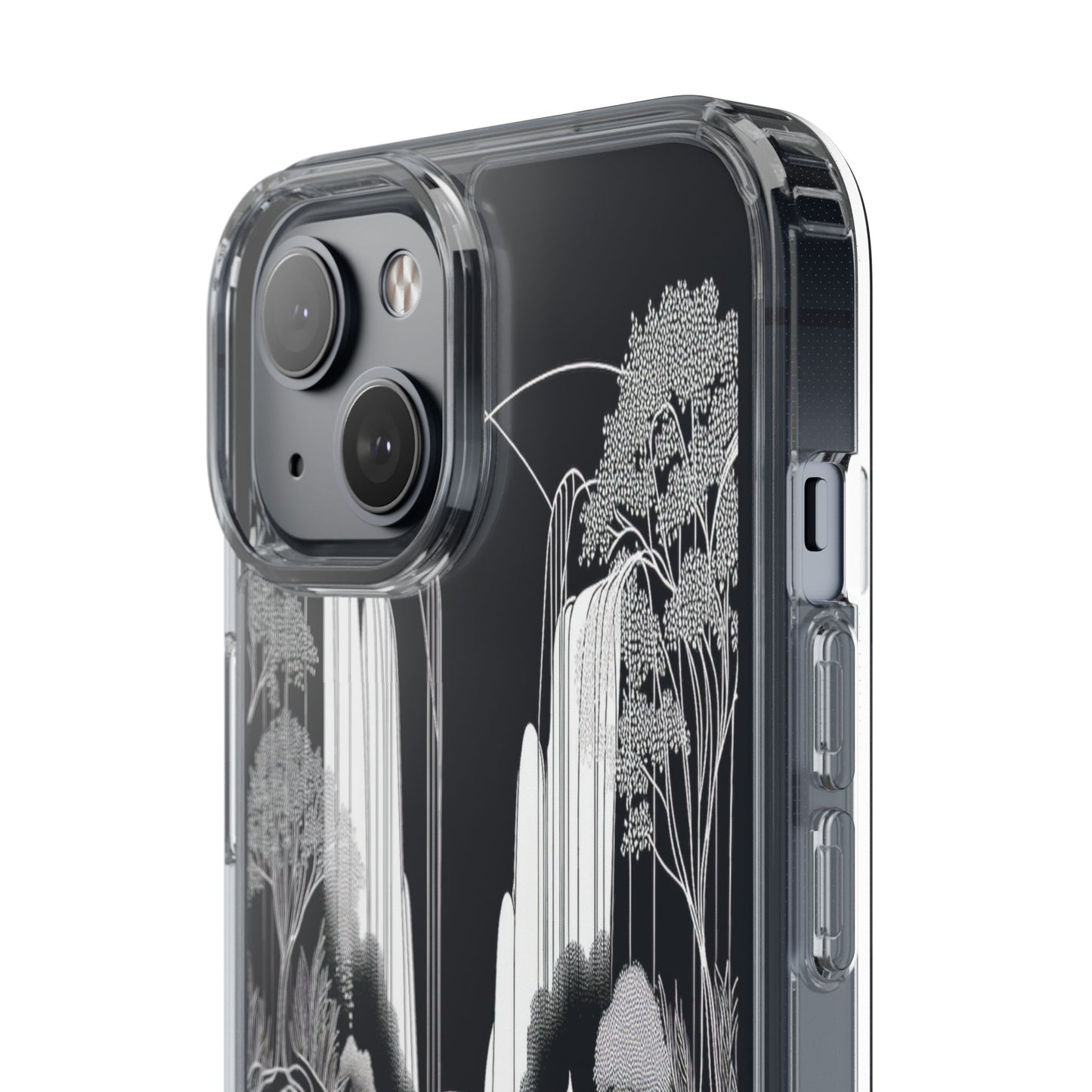 Transparent Waterfall Bridge Scene Iphone Case Compatible With Iphone 16 15 14 - Clear Phone Cover