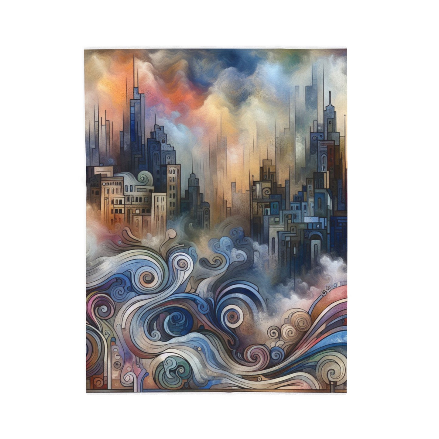 Metropolitan Curves and Clouds - Plush Blanket