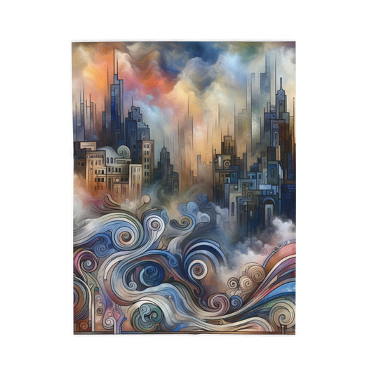 Metropolitan Curves and Clouds - Plush Blanket