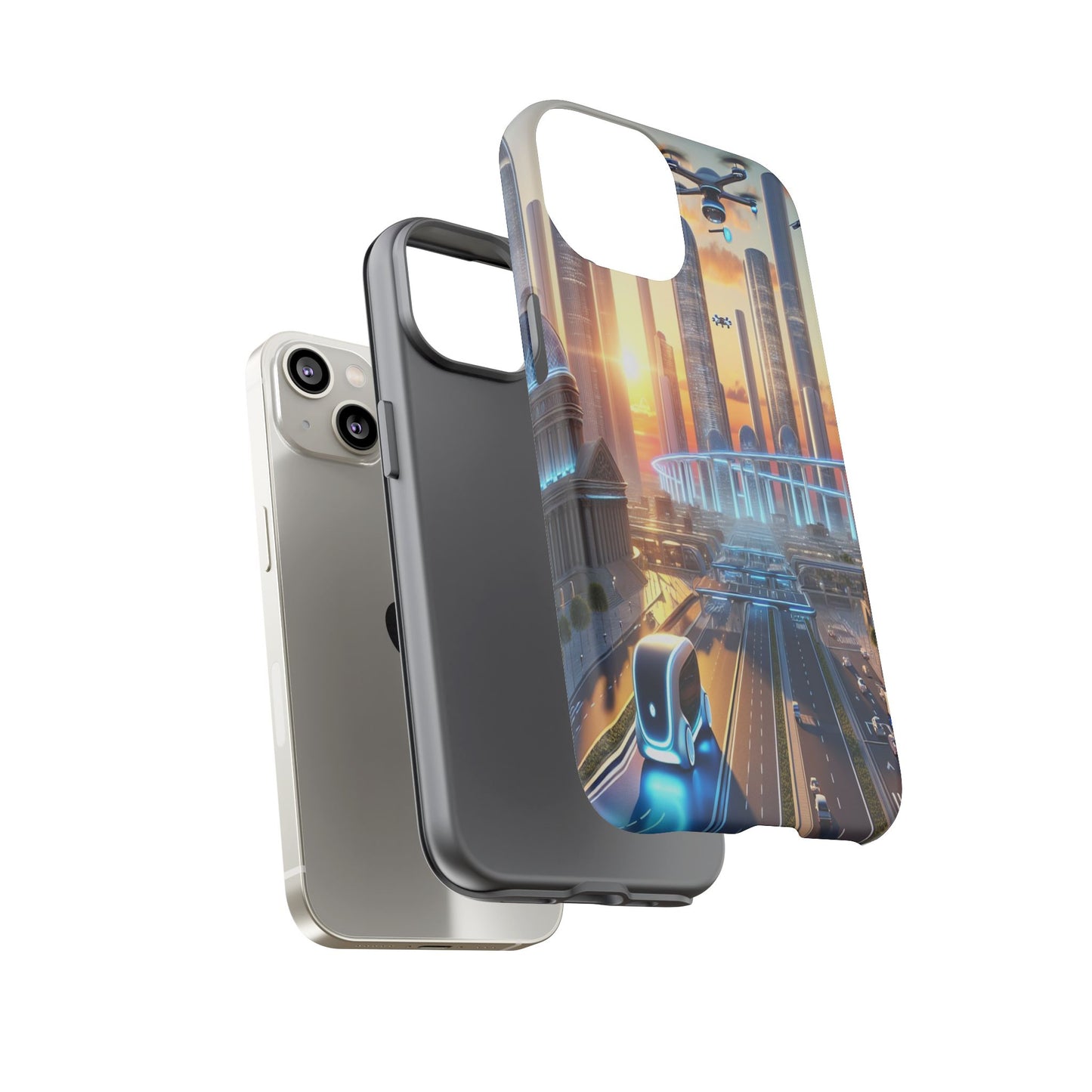 Futuristic Cityscape Unveiled - Phone Case