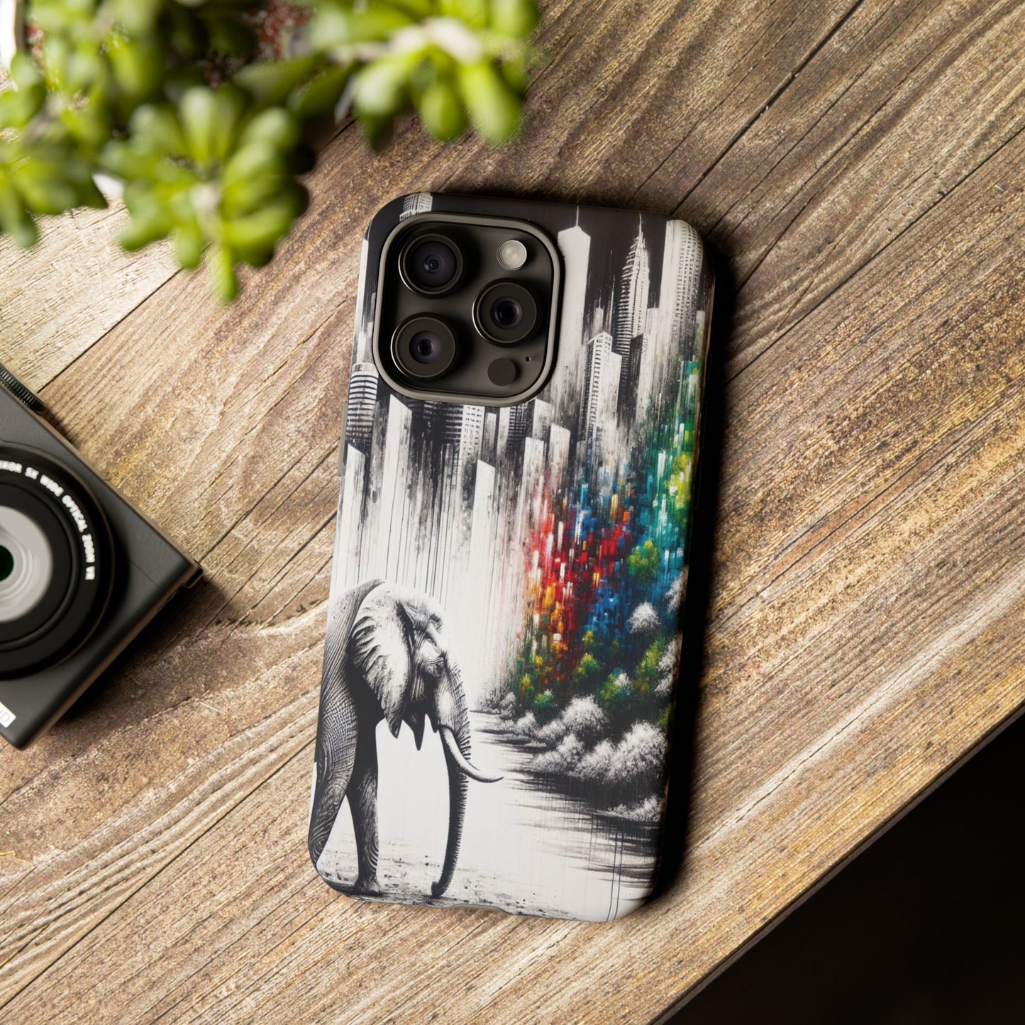 Protective Elephant's Journey Through the Cityscape Iphone Case Compatible With Iphone 16 15 14 - Phone Cover