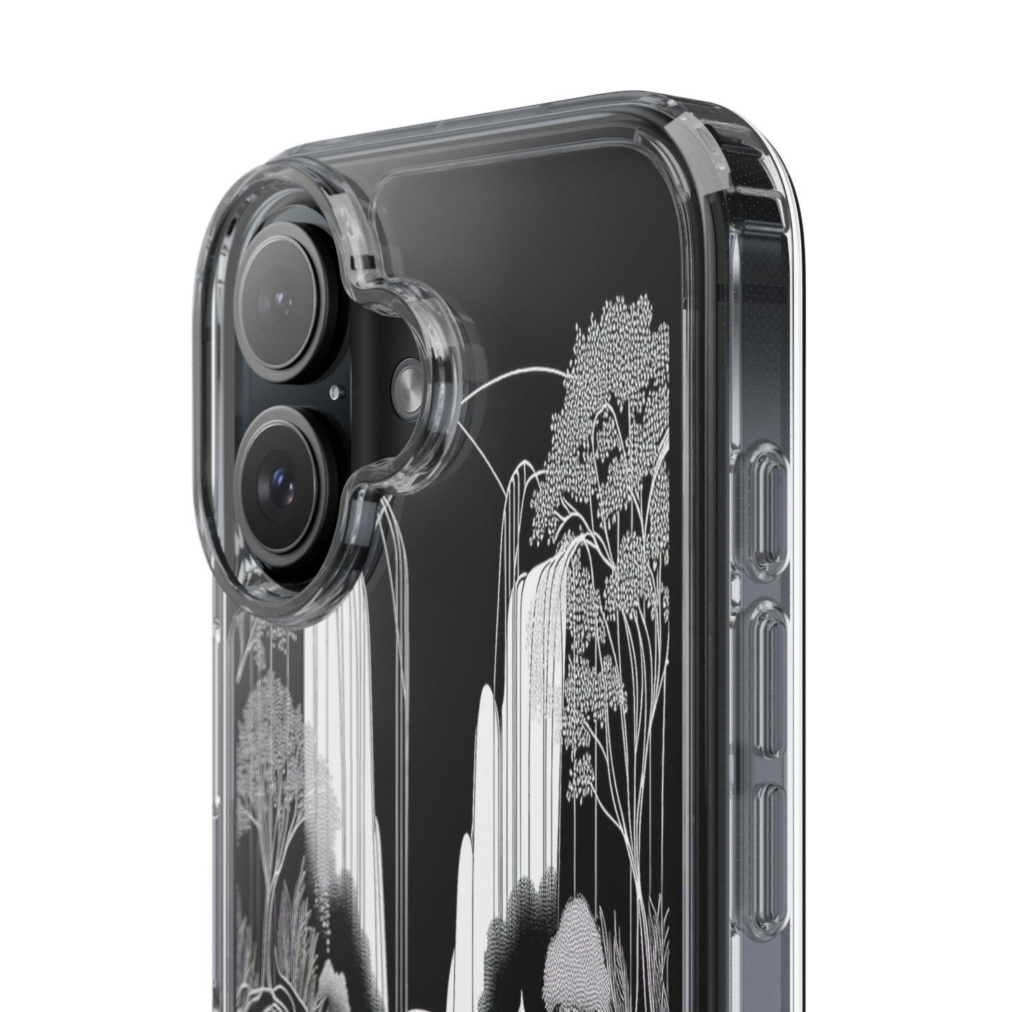 Transparent Waterfall Bridge Scene Iphone Case Compatible With Iphone 16 15 14 - Clear Phone Cover
