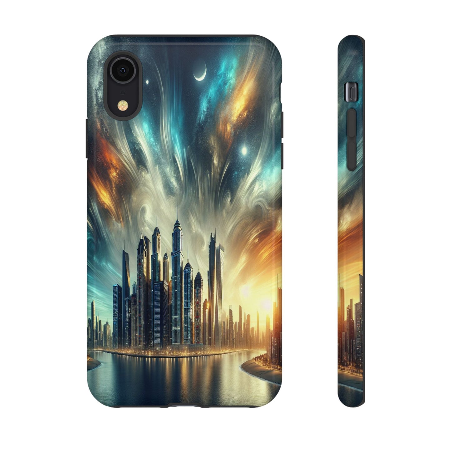 Cityscape under Celestial Tapestry - Phone Case