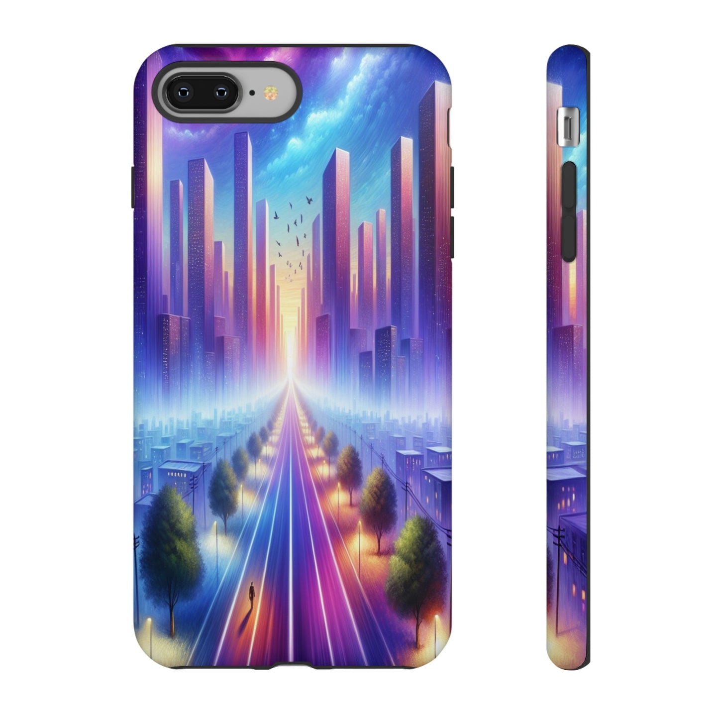 Journey into the Luminous Cityscape - Phone Case