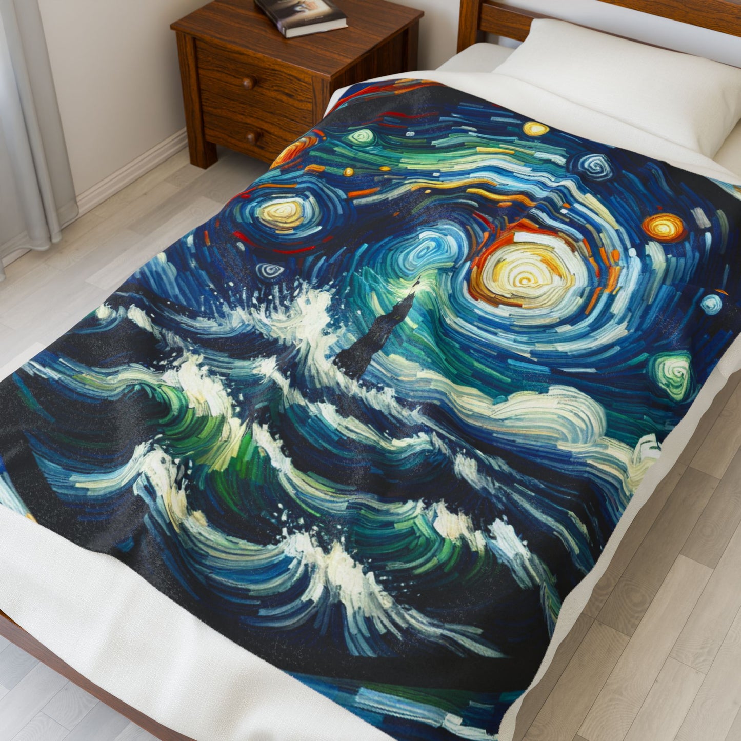 Guiding Light in Vortex Brushstrokes - Plush Blanket