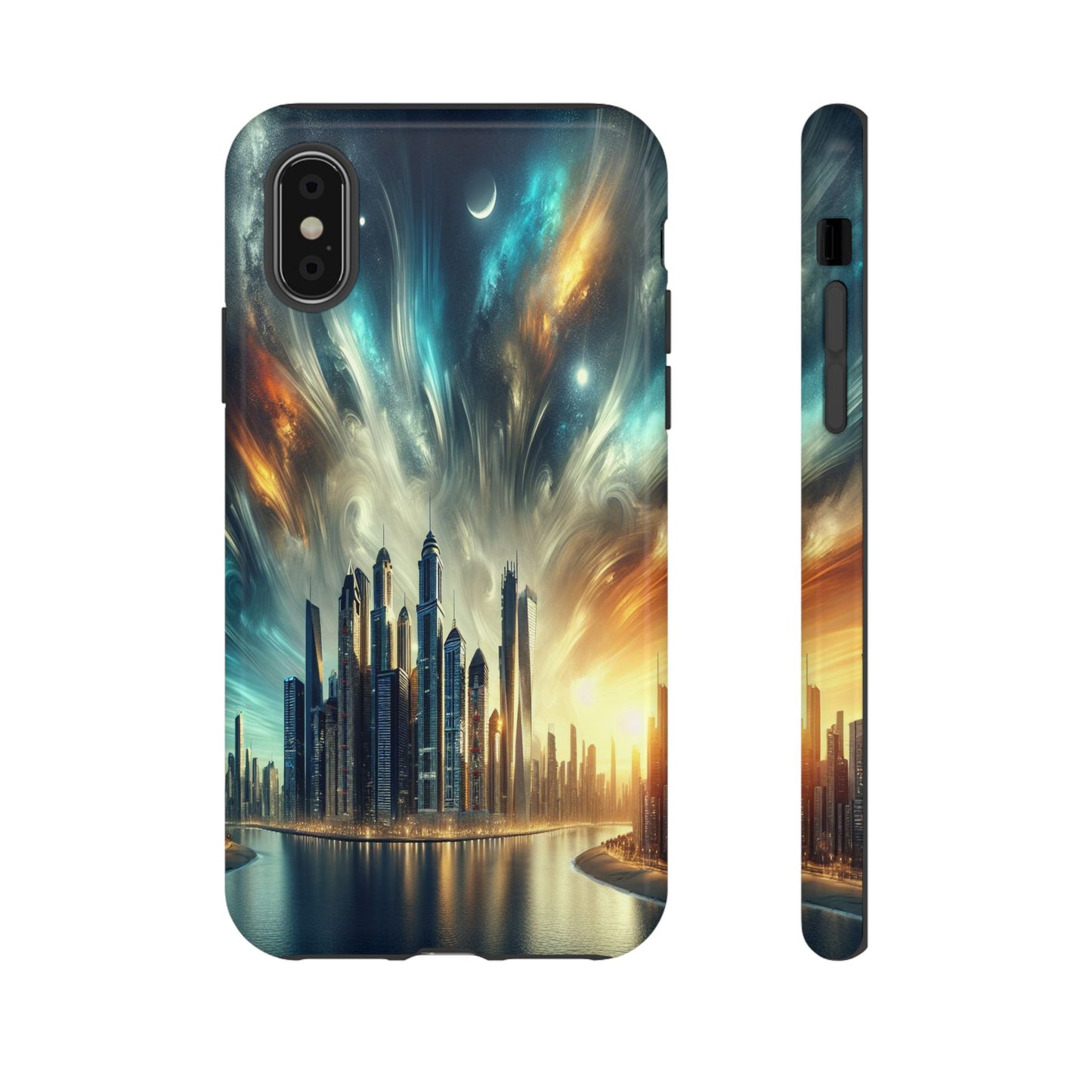 Cityscape under Celestial Tapestry - Phone Case