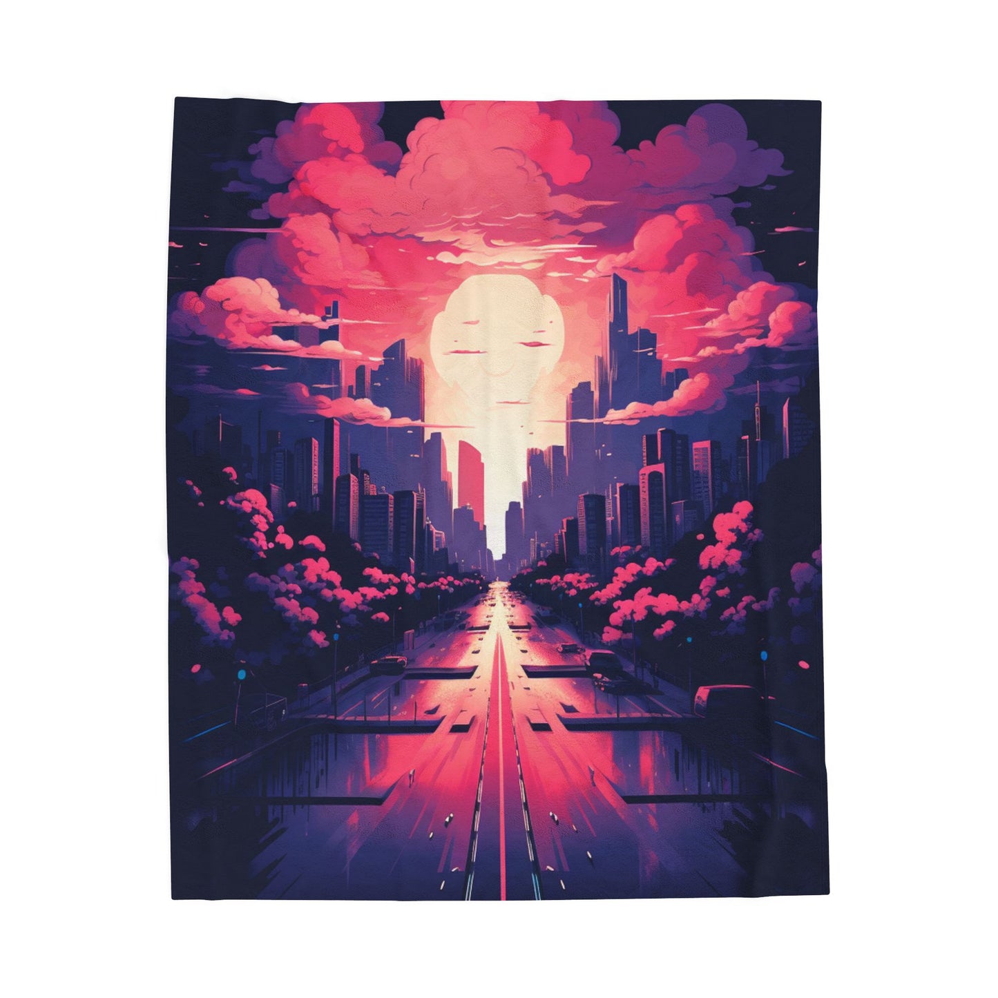 Sunset Metropolis Dreamscape- Plush Blanket