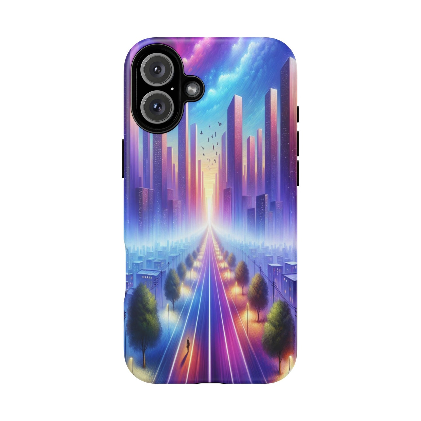 Journey into the Luminous Cityscape - Phone Case