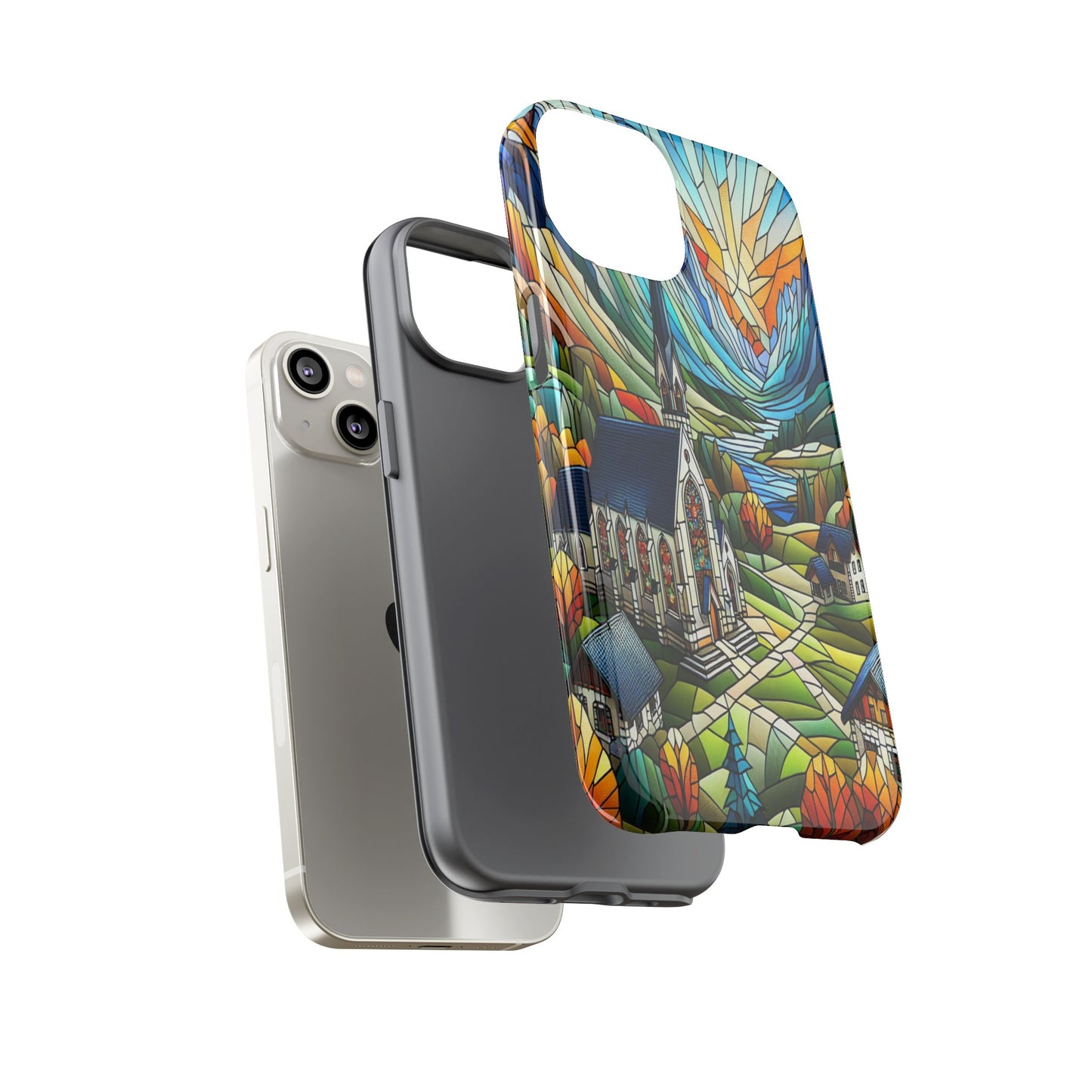 Stained Glass Countryside Scene - Phone Case