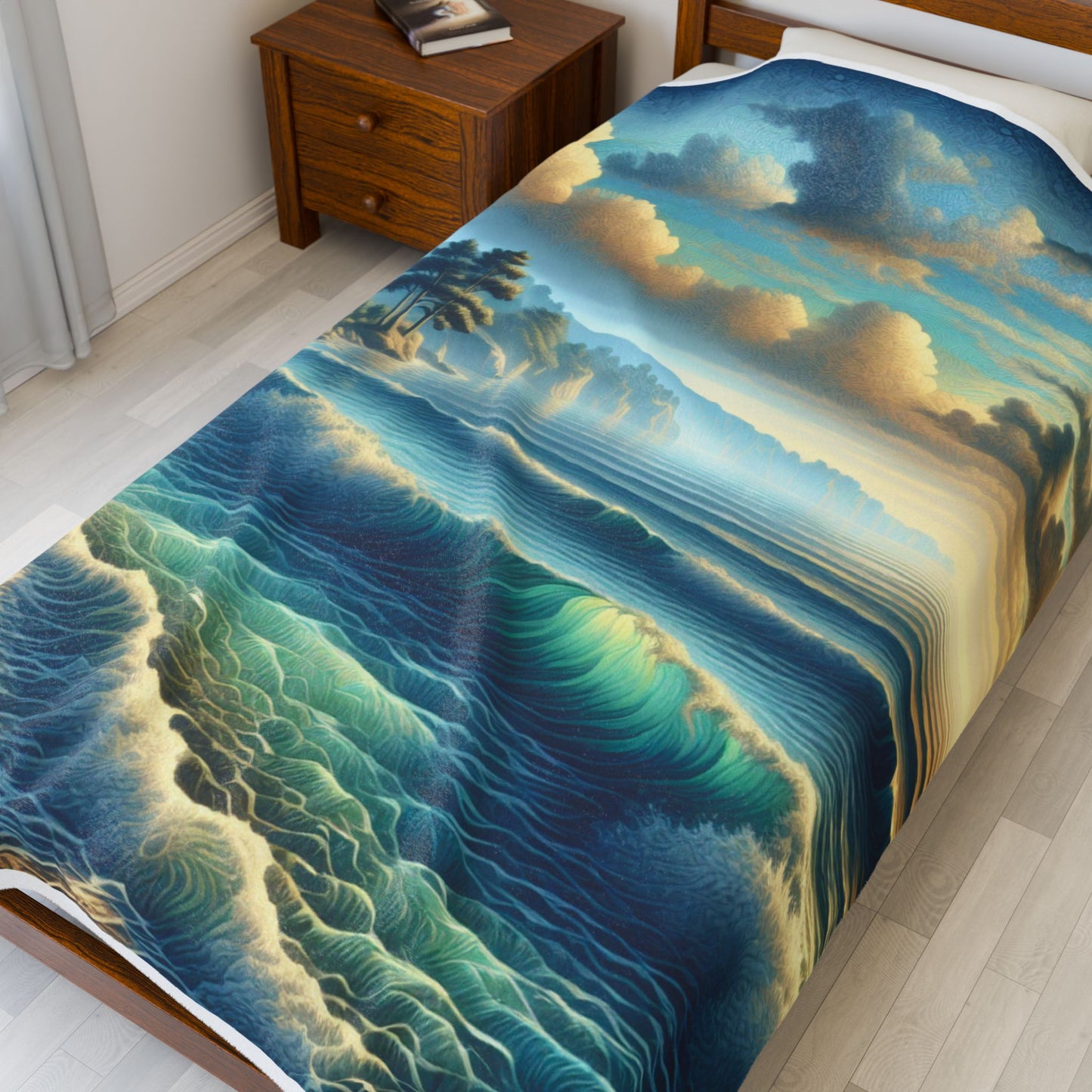 Seascape Whispers at Dawn- Plush Blanket