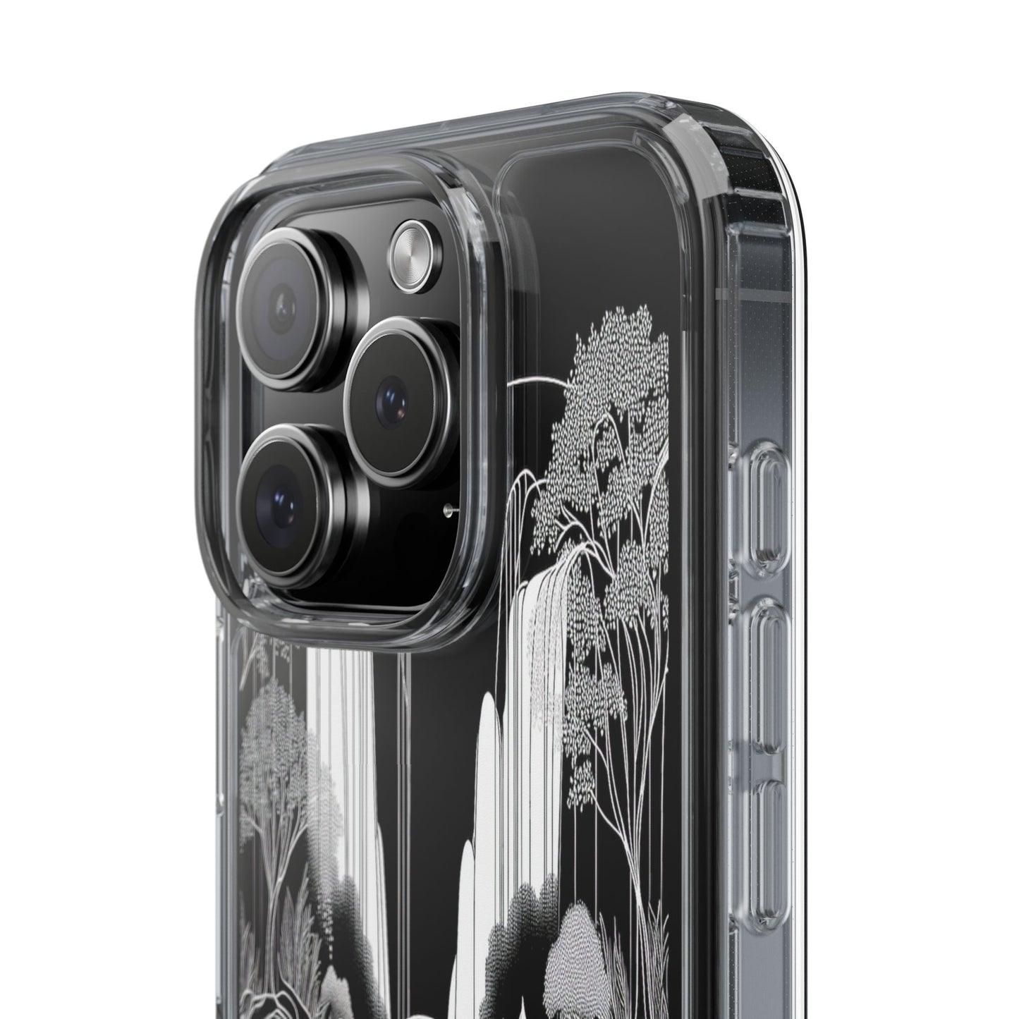 Transparent Waterfall Bridge Scene Iphone Case Compatible With Iphone 16 15 14 - Clear Phone Cover
