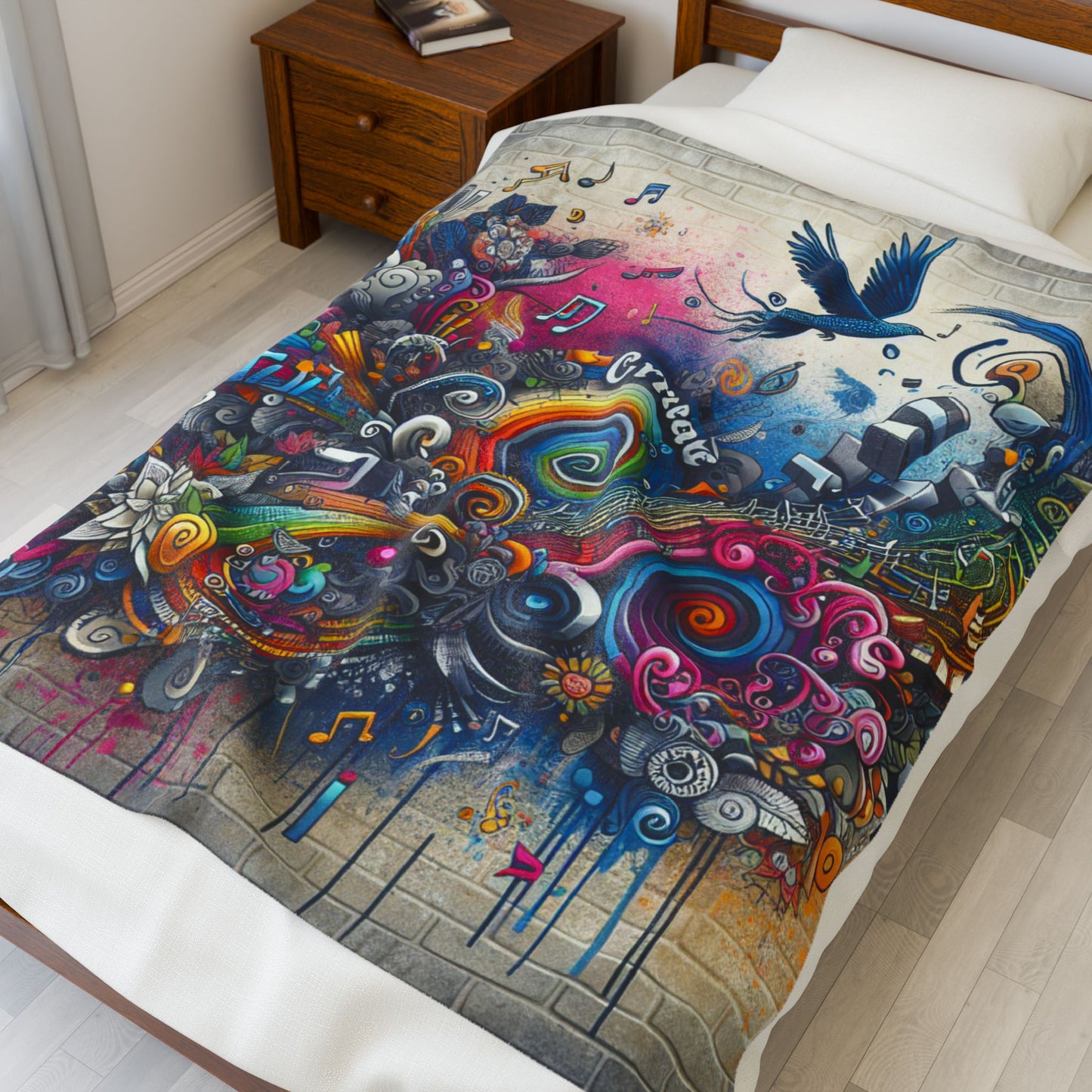 Creative Expression on the Wall - Plush Blanket