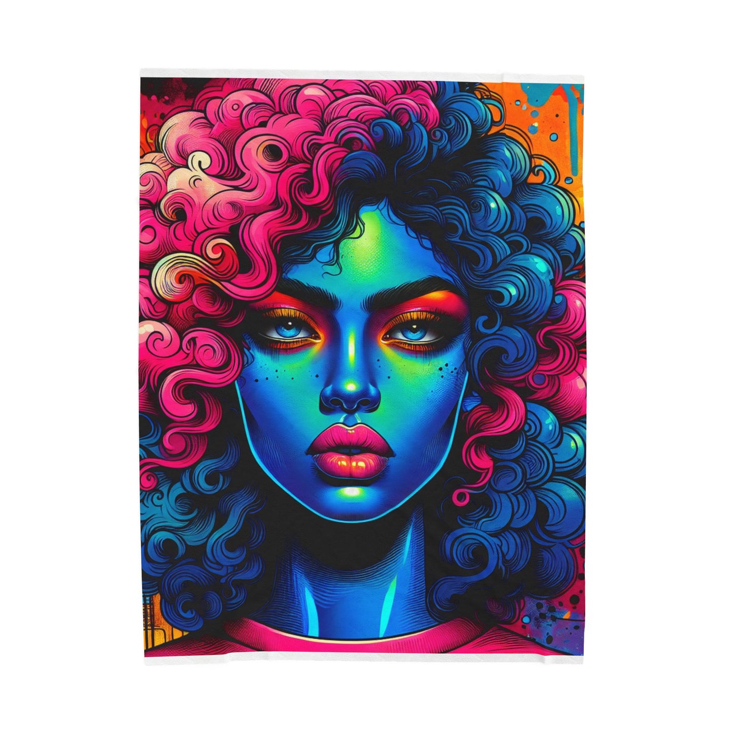 Neon Portraiture Fusion- Plush Blanket