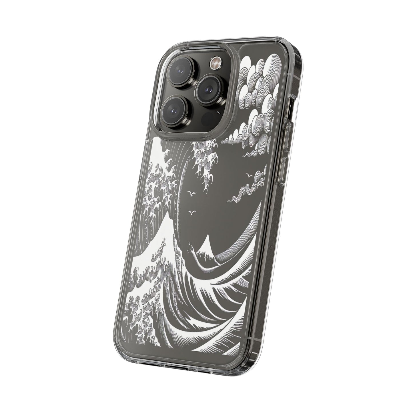 Transparent Waves and Mountains Iphone Case Compatible With Iphone 16 15 14 - Clear Phone Cover