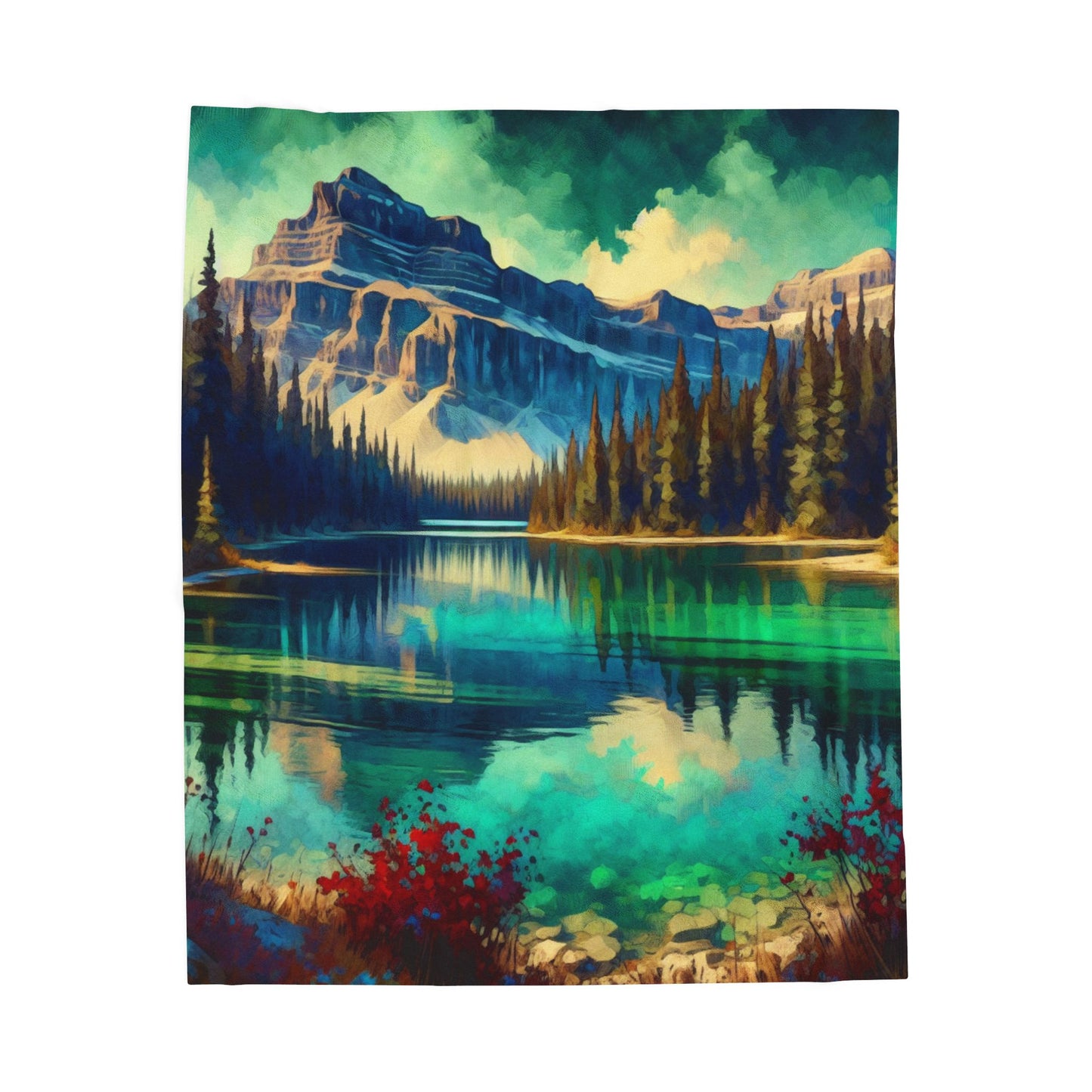 Alpine Serene Waterscape- Plush Blanket