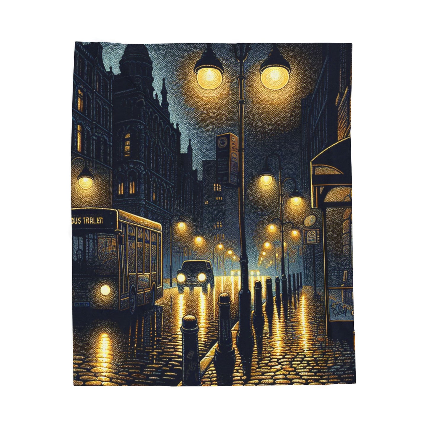 Illuminated Streetscape - Plush Blanket