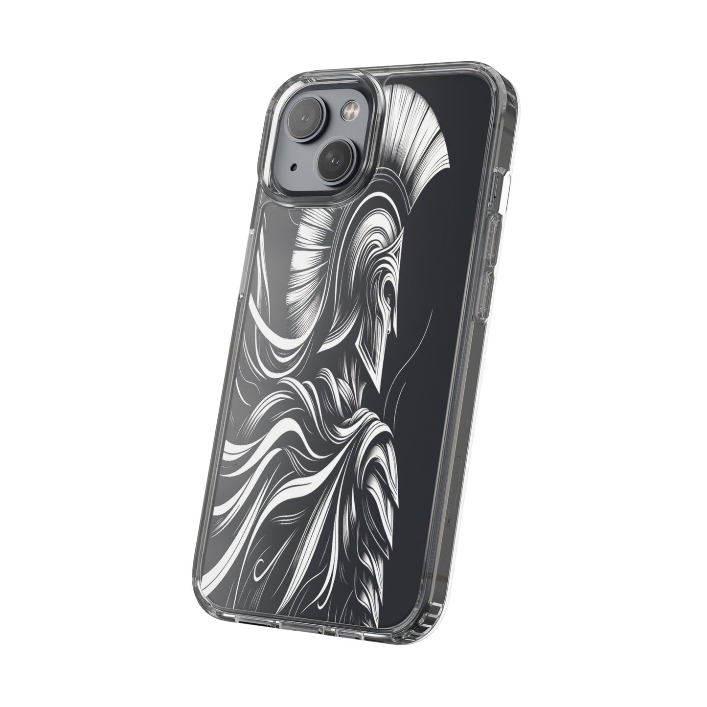 Transparent Helmeted Sentinel in Monochrome Motion Iphone Case Compatible With Iphone 16 15 14 - Clear Phone Cover