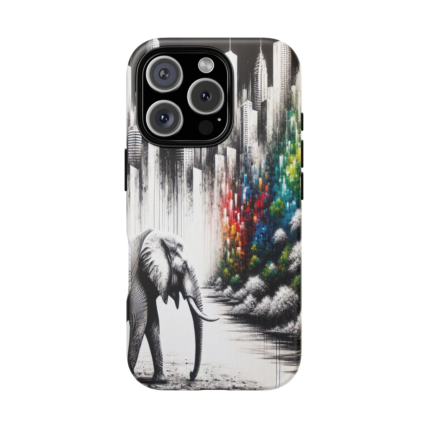 Protective Elephant's Journey Through the Cityscape Iphone Case Compatible With Iphone 16 15 14 - Phone Cover