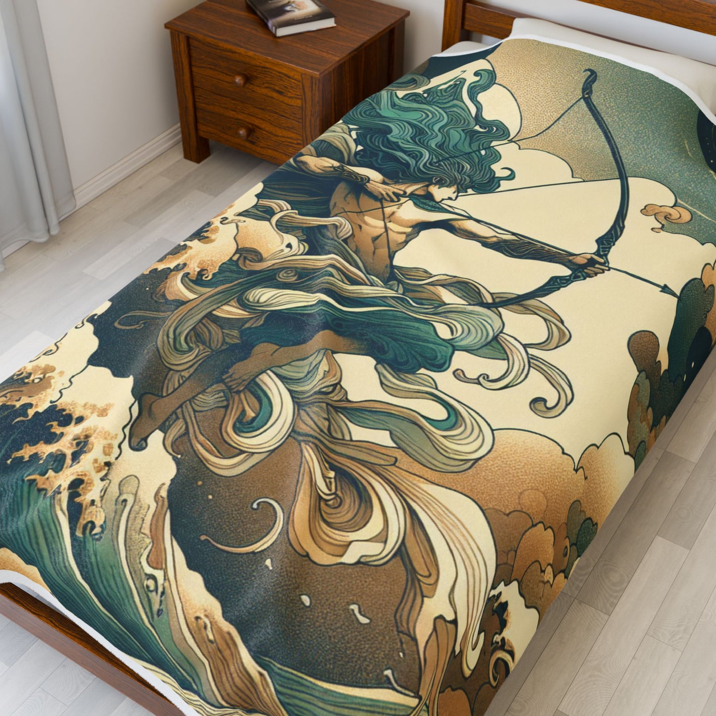 Celestial Archer in Ocean Waves - Plush Blanket