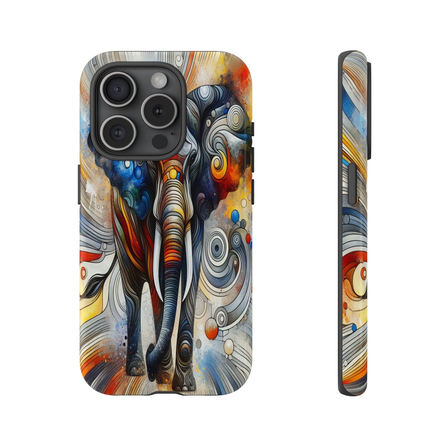 Protective Elephant in Swirling Colors Iphone Case Compatible With Iphone 16 15 14 - Phone Cover